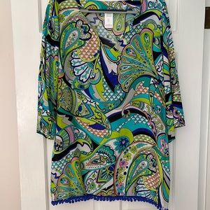 NWT Trina Turk coverup with royal Pom Pom detail at hem